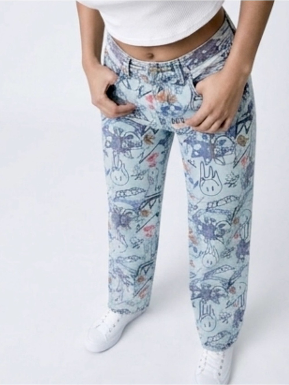 Awesome Y2K High Rise Graffiti Print Jeans
